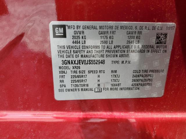 3GNAXJEV0JS552948 - 2018 CHEVROLET EQUINOX LT 红色 照片 13