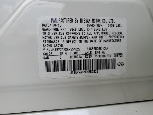 JN1EV7ARXKM554822 - 2019 INFINITI Q50 LUXE WHITE photo 12