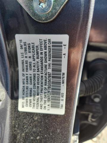 19XFC2F78GE047697 - 2016 HONDA CIVIC EX GRAY photo 13
