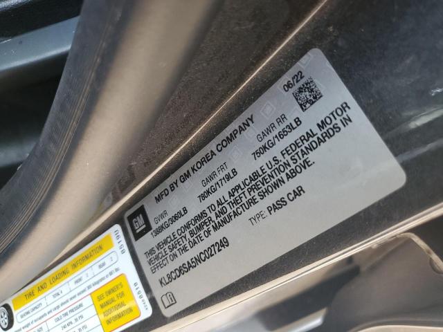 KL8CD6SA5NC027249 - 2022 CHEVROLET SPARK 1LT Gris photo 12