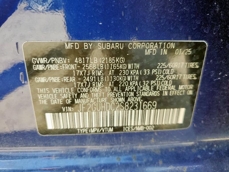 JF2GUHDC2S8231669 - 2025 SUBARU CROSSTREK PREMIUM ლურჯი ფოტო 13