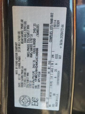 1FMCU9HD4KUC39006 - 2019 FORD ESCAPE SEL GRAY photo 14