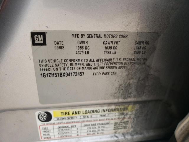 1G1ZH57BX94172457 - 2009 CHEVROLET MALIBU 1LT GRAY photo 13