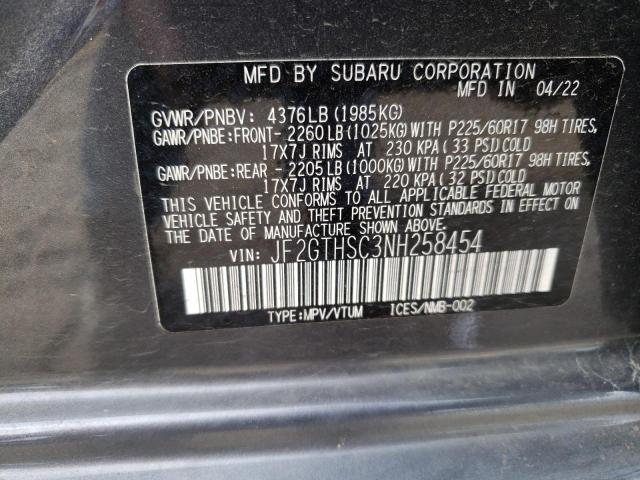 JF2GTHSC3NH258454 - 2022 SUBARU CROSSTREK SPORT GRAY photo 14