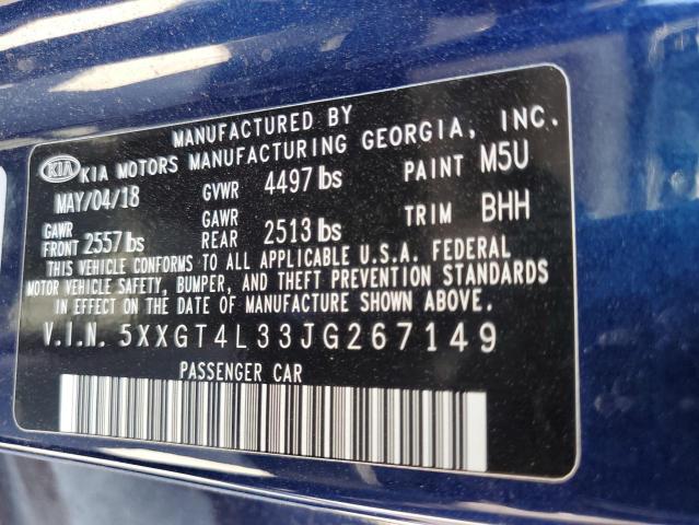 5XXGT4L33JG267149 - 2018 KIA OPTIMA LX BLUE photo 12