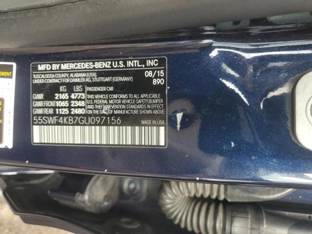 55SWF4KB7GU097156 - 2016 MERCEDES-BENZ C 300 4MATIC BLUE photo 12