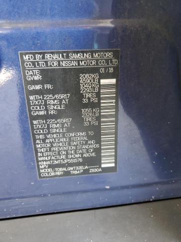 KNMAT2MT5JP551576 - 2018 NISSAN ROGUE S 蓝色 照片 13