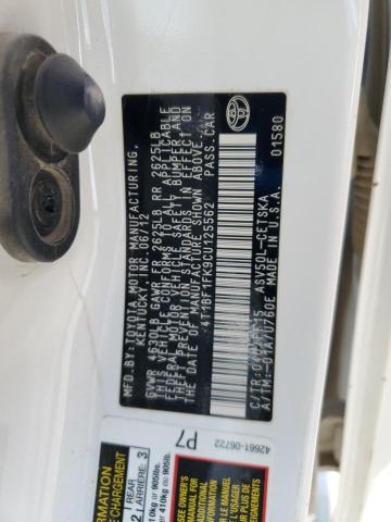 4T1BF1FK9CU125562 - 2012 TOYOTA CAMRY BASE WHITE photo 12