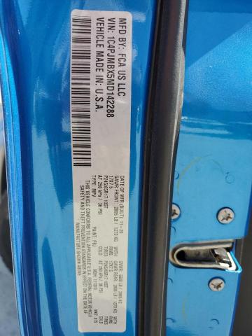 1C4PJMBX5MD142288 - 2021 JEEP CHEROKEE TRAILHAWK BLUE photo 12