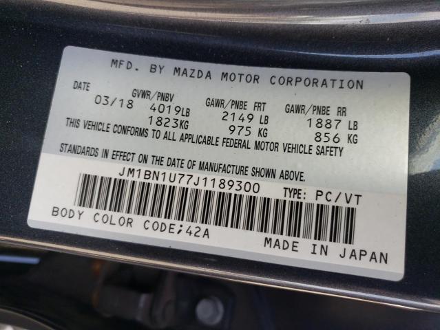 JM1BN1U77J1189300 - 2018 MAZDA 3 SPORT ნაცრისფერი ფოტო 12
