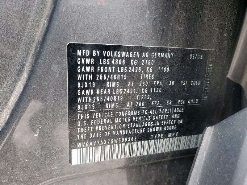 WVGAV7AX7GW599363 - 2016 VOLKSWAGEN TIGUAN S GRAY photo 14