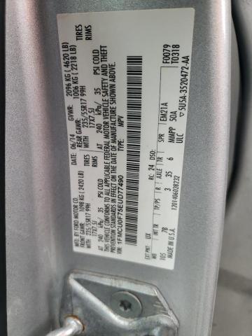 1FMCU0F75EUD77490 - 2014 FORD ESCAPE S SILVER photo 12