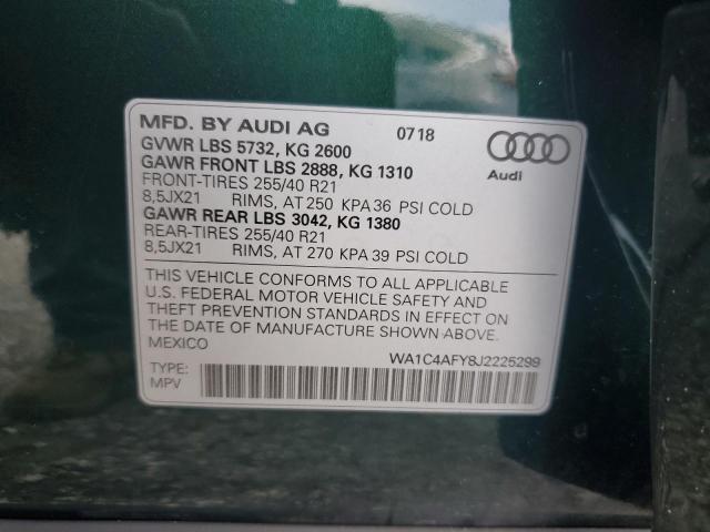 WA1C4AFY8J2225299 - 2018 AUDI SQ5 PRESTIGE GREEN photo 13