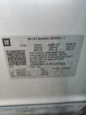 1GKKNRLA3KZ297111 - 2019 GMC ACADIA SLE SILVER photo 13