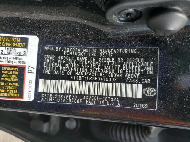 4T1BF1FK5HU410007 - 2017 TOYOTA CAMRY LE BLACK photo 12