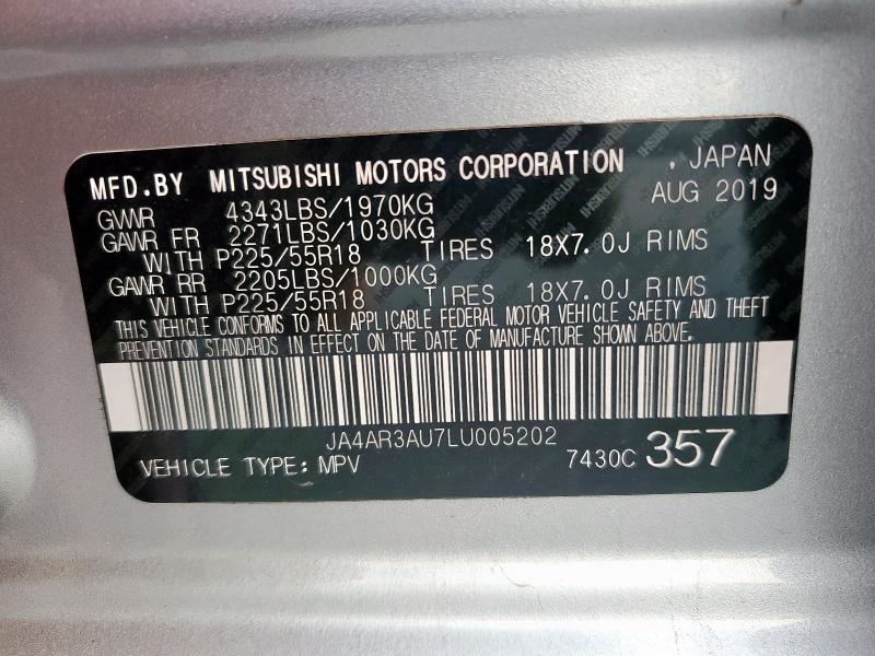 JA4AR3AU7LU005202 - 2020 MITSUBISHI OUTLANDER ES SILVER photo 14