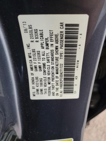 1HGCR2F55DA271722 - 2013 HONDA ACCORD SPORT GRAY photo 12
