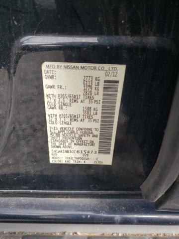 5N1AR1NB3CC615473 - 2012 NISSAN PATHFINDER S أسود صورة 13