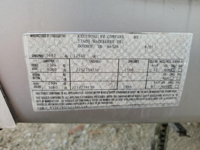 4YDF3502421201118 - 2002 KEYSTONE SPRINTER WHITE photo 10