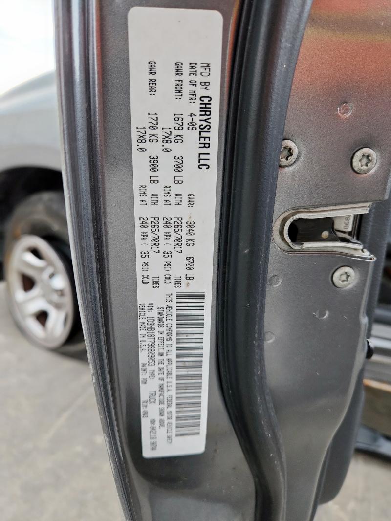 1D3HB18T79S809053 - 2009 DODGE RAM 1500 ნაცრისფერი ფოტო 12