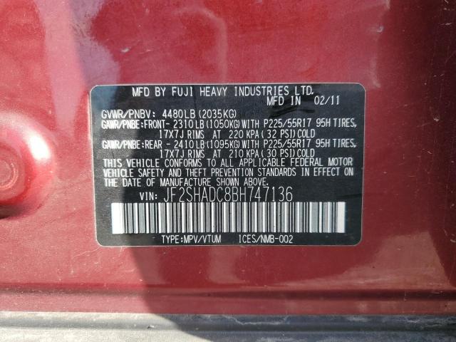 JF2SHADC8BH747136 - 2011 SUBARU FORESTER 2.5X PREMIUM RED photo 14