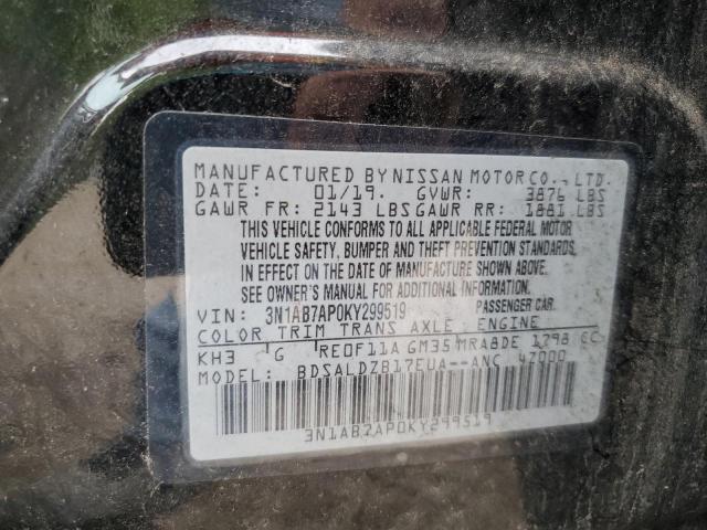 3N1AB7AP0KY299519 - 2019 NISSAN SENTRA S BLACK photo 12