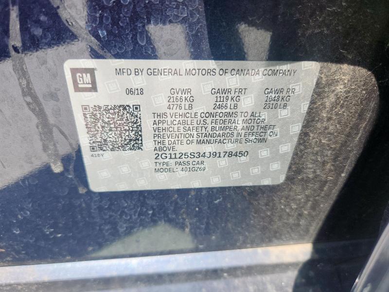 2G1125S34J9178450 - 2018 CHEVROLET IMPALA PREMIER ლურჯი ფოტო 12