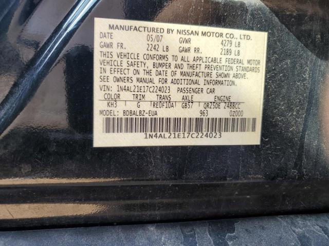 1N4AL21E17C224023 - 2007 NISSAN ALTIMA 2.5 BLACK photo 13