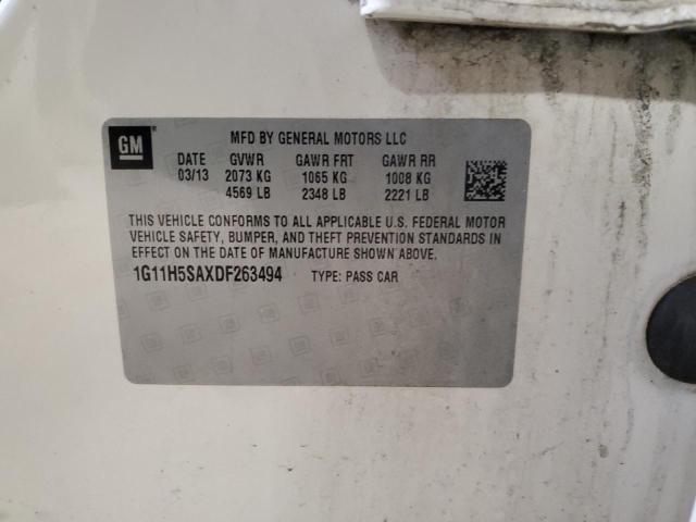 1G11H5SAXDF263494 - 2013 CHEVROLET MALIBU LTZ WHITE photo 12