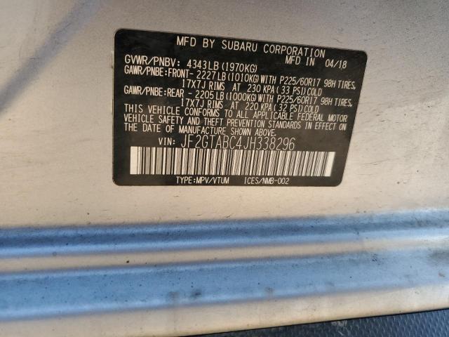 JF2GTABC4JH338296 - 2018 SUBARU CROSSTREK PREMIUM 银色 照片 14