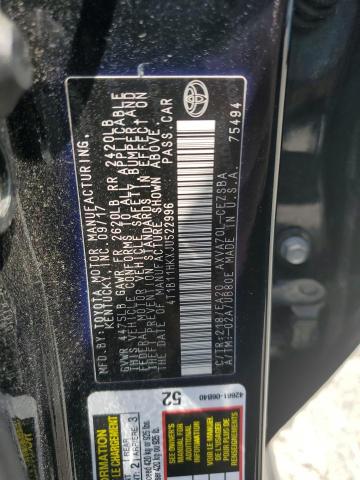 4T1B11HKXJU522996 - 2018 TOYOTA CAMRY L BLACK photo 12
