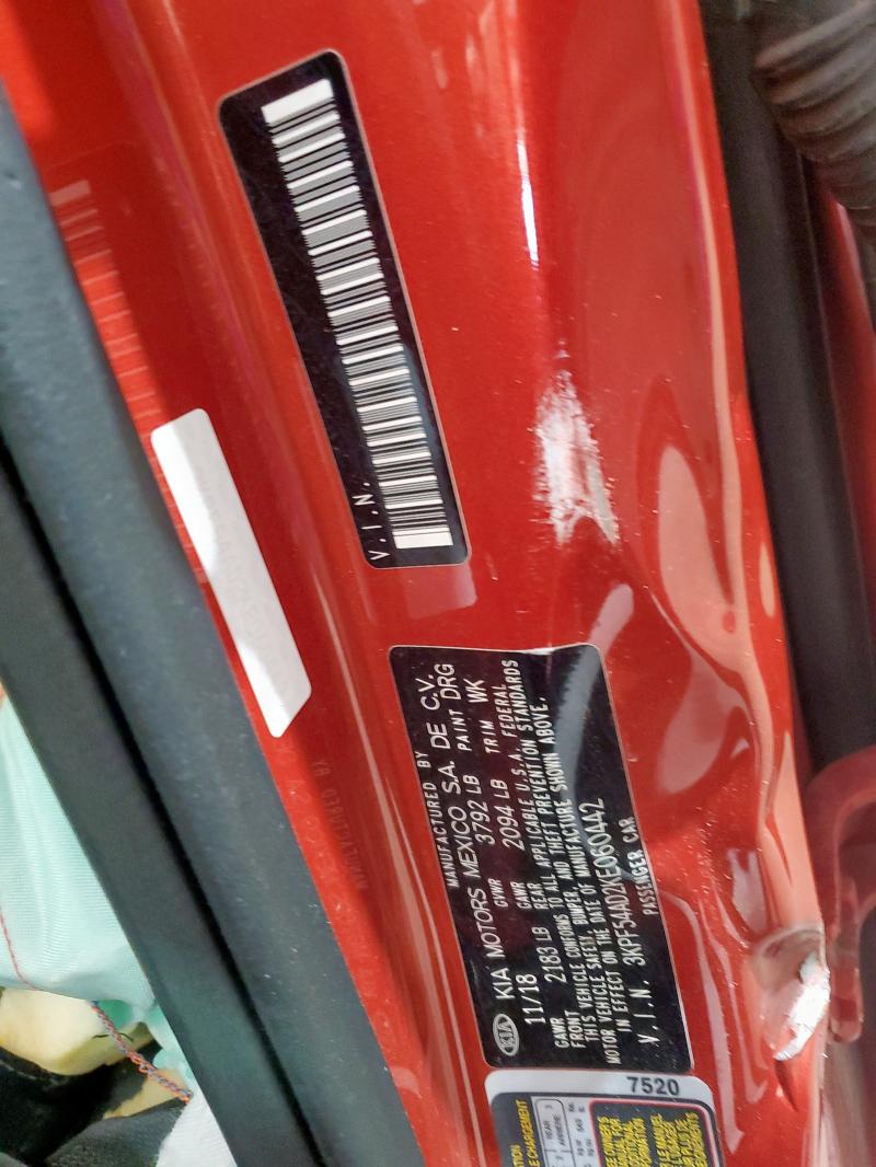 3KPF54AD2KE060442 - 2019 KIA FORTE EX ნარინჯისფერი ფოტო 12