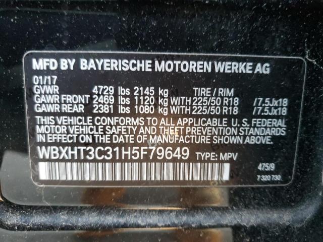 WBXHT3C31H5F79649 - 2017 BMW X1 XDRIVE28I BLACK photo 13