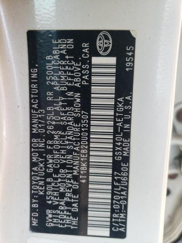 4T1BK1EB2DU013507 - 2013 TOYOTA AVALON BASE 白色 照片 13