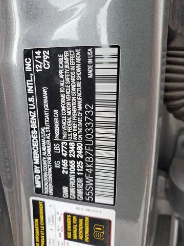 55SWF4KB7FU033732 - 2015 MERCEDES-BENZ C 300 4MATIC GRAY photo 12