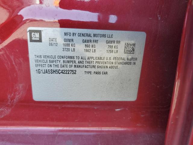 1G1JA5SH5C4222752 - 2012 CHEVROLET SONIC LS BURGUNDY photo 12