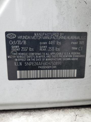5NPE24AF6KH750891 - 2019 HYUNDAI SONATA SE WHITE photo 12