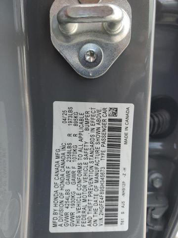 2HGFE4F89SH345673 - 2025 HONDA CIVIC SPORT 灰色 照片 12