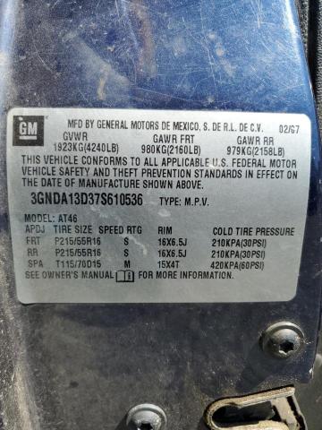 3GNDA13D37S610536 - 2007 CHEVROLET HHR LS BLUE photo 12