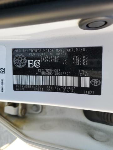 4T1DBADK4SU007523 - 2025 TOYOTA CAMRY XSE 白色 照片 12