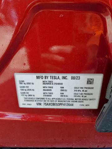 7SAXCBE53PF412644 - 2023 TESLA MODEL X RED photo 14
