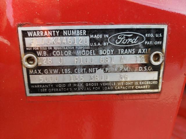 F10CK446120 - 1964 FORD 100 CLB WG RED photo 12