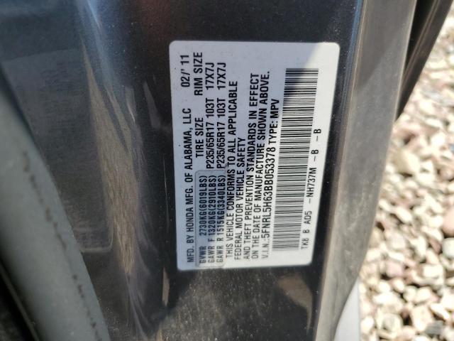 5FNRL5H63BB053378 - 2011 HONDA ODYSSEY EXL GRAY photo 14