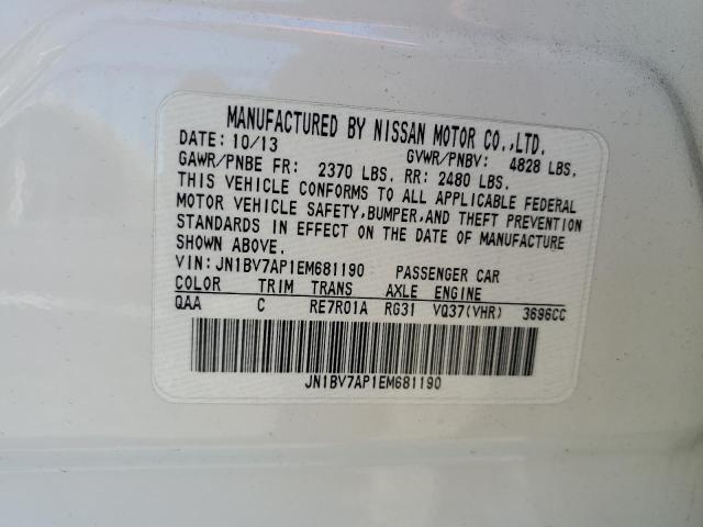 JN1BV7AP1EM681190 - 2014 INFINITI Q50 BASE WHITE photo 12