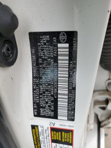 4T1BK3DBXBU409078 - 2011 TOYOTA AVALON BASE أبيض صورة 13