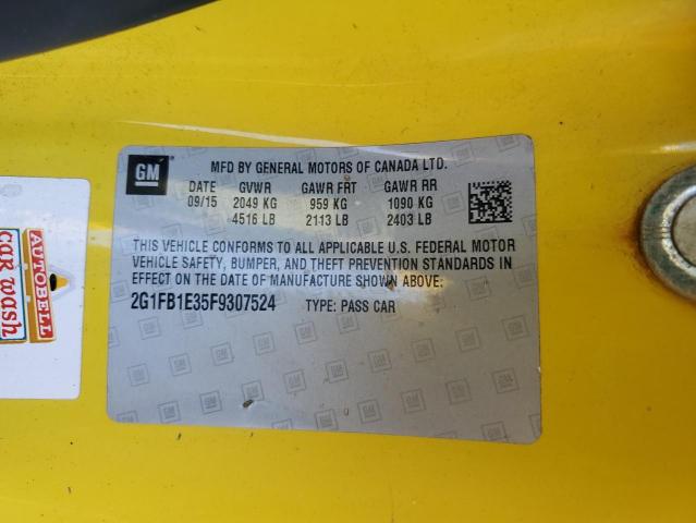 2G1FB1E35F9307524 - 2015 CHEVROLET CAMARO LS YELLOW photo 12