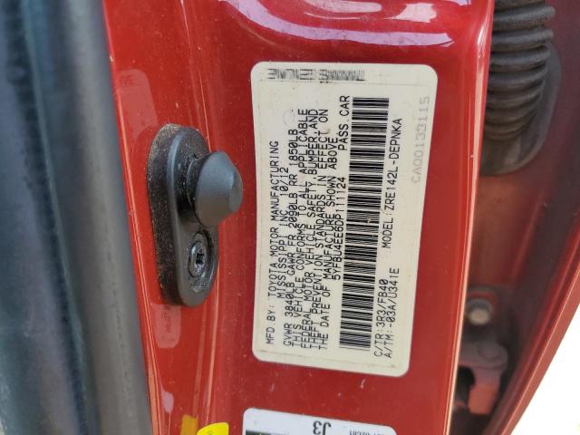 5YFBU4EE6DP111124 - 2013 TOYOTA COROLLA BASE 红色 照片 12