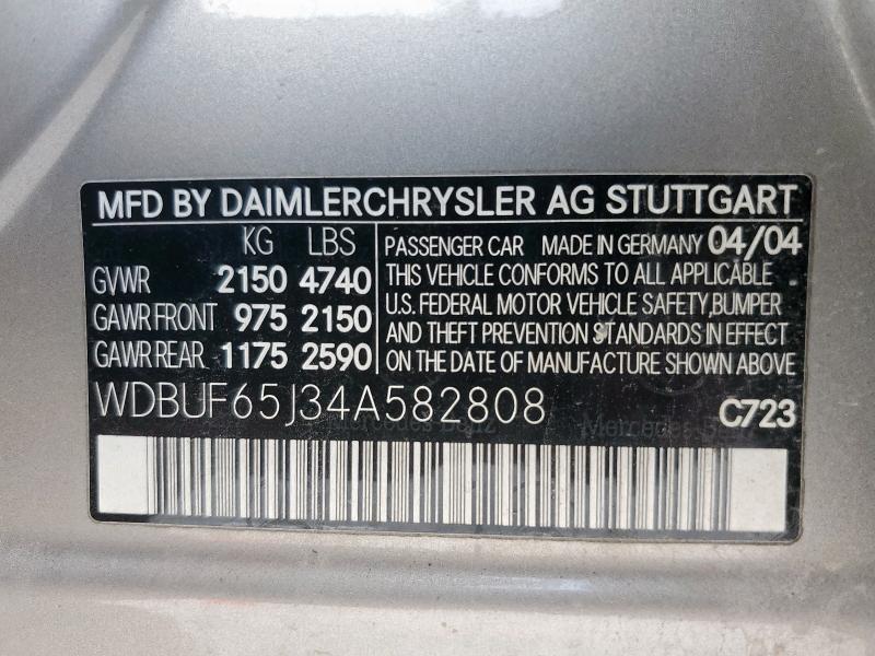 WDBUF65J34A582808 - 2004 MERCEDES-BENZ E 320 棕色 照片 12