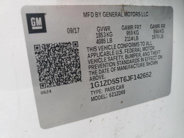 1G1ZD5ST6JF142652 - 2018 CHEVROLET MALIBU LT WHITE photo 12