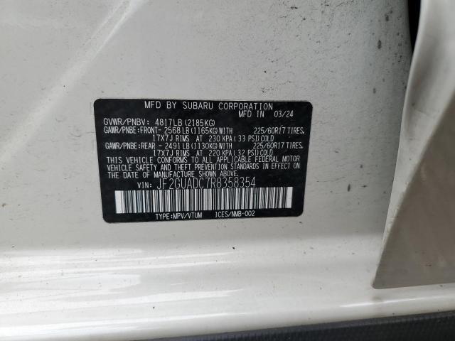 JF2GUADC7R8358354 - 2024 SUBARU CROSSTREK PREMIUM თეთრი ფოტო 13